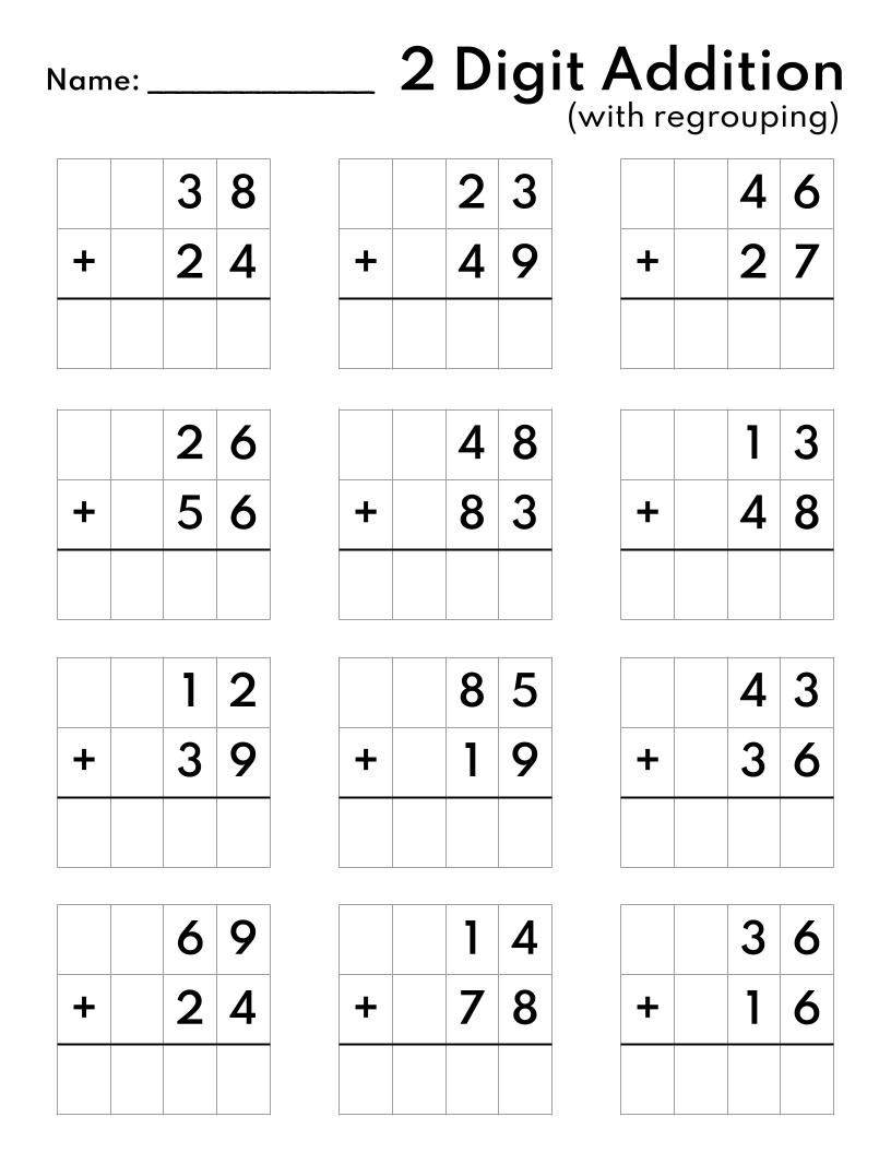 Addition Math Worksheets Printable