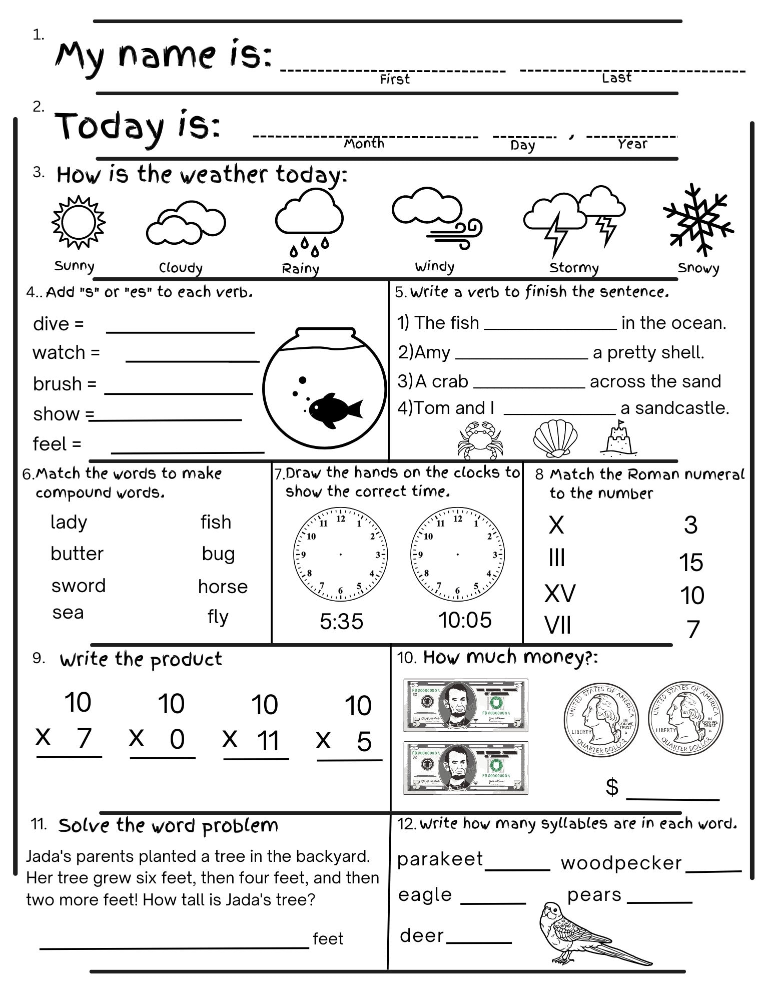 2nd Grade Free Printable Worksheets
