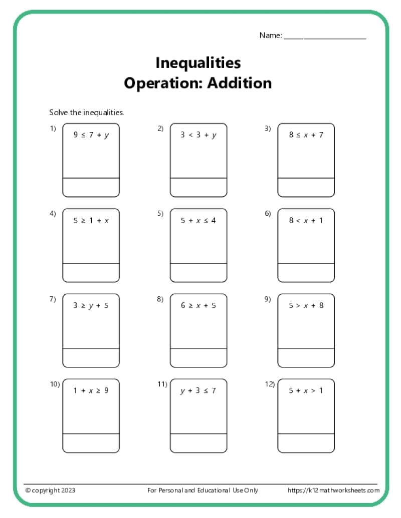 Math Worksheets For 6th Graders Free Printable