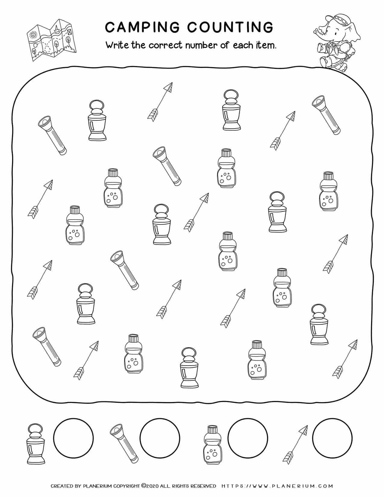 Camping Worksheet Counting Objects Planerium
