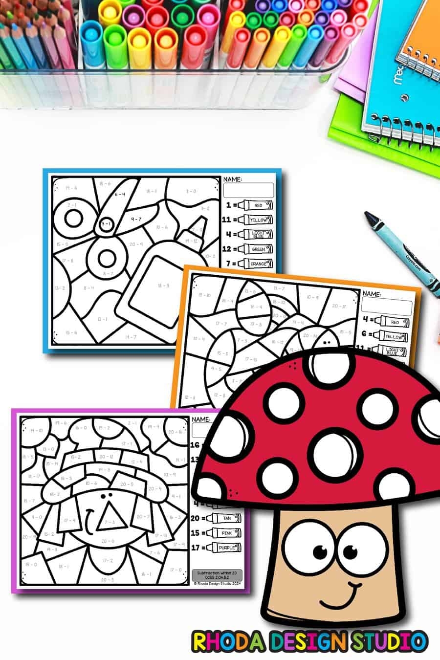 Fall Color By Number Addition And Subtraction Free Math Worksheets