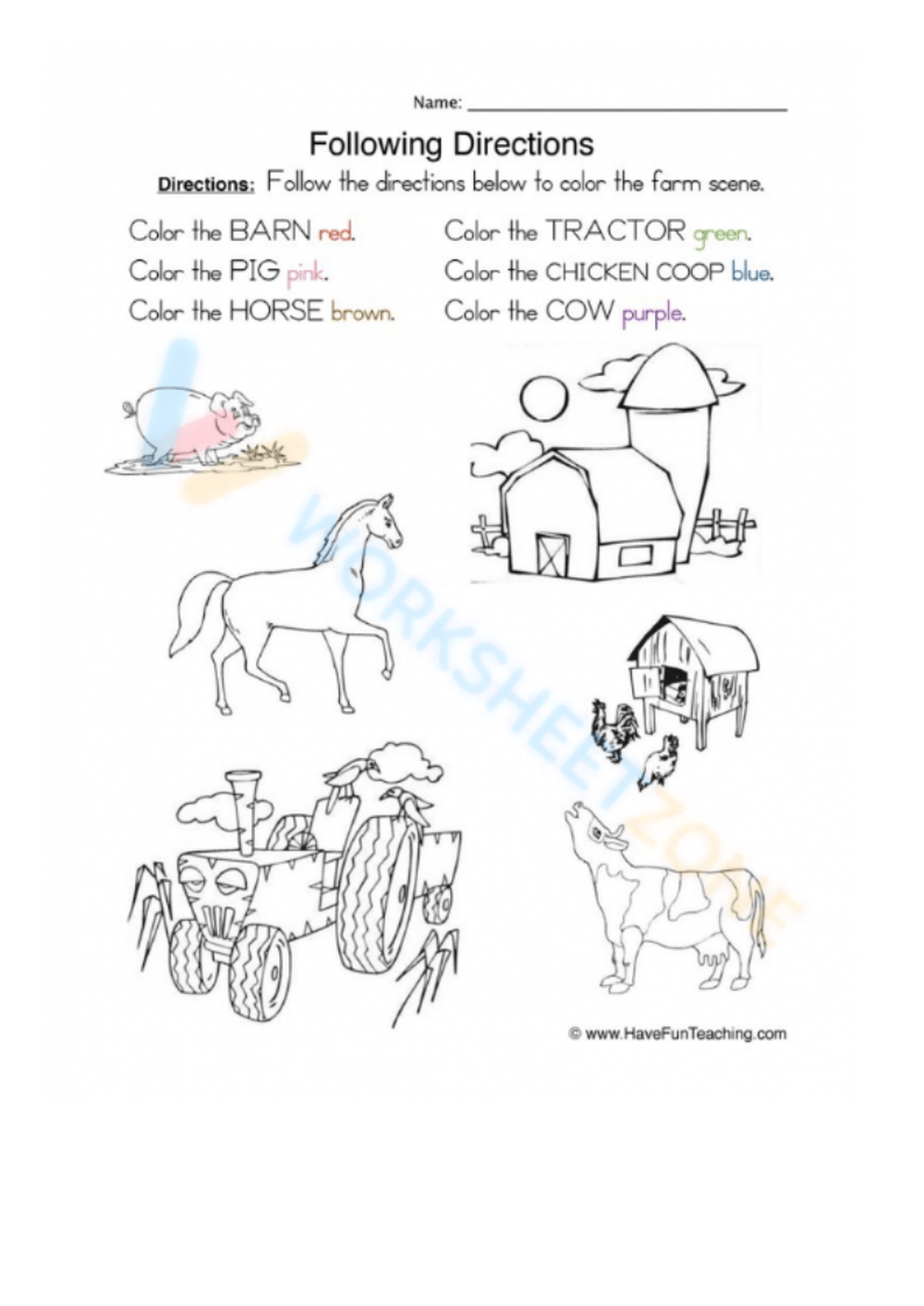 Free Printable Following Directions Worksheets For Third Grade