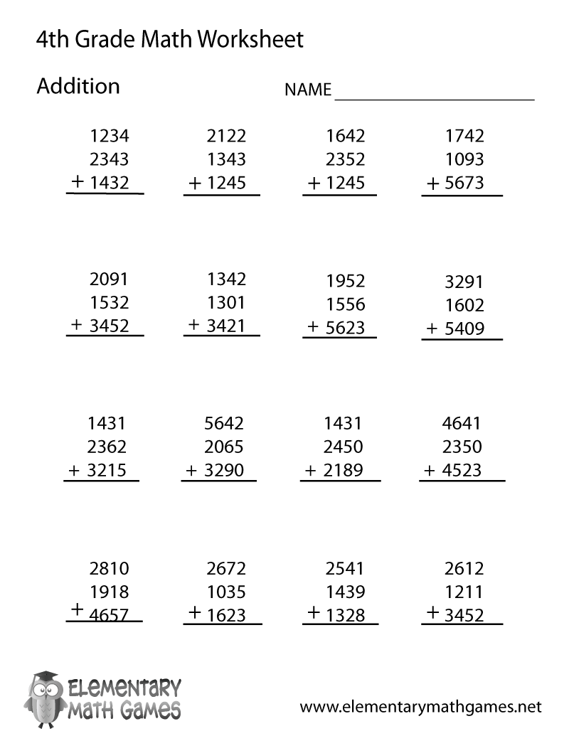 Math For 4th Graders Printable Worksheets