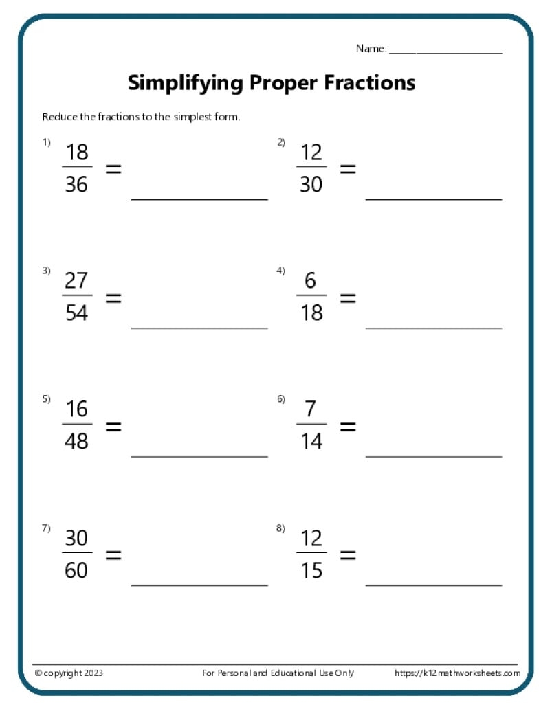 Free Printable Fraction Worksheets For Grade 3