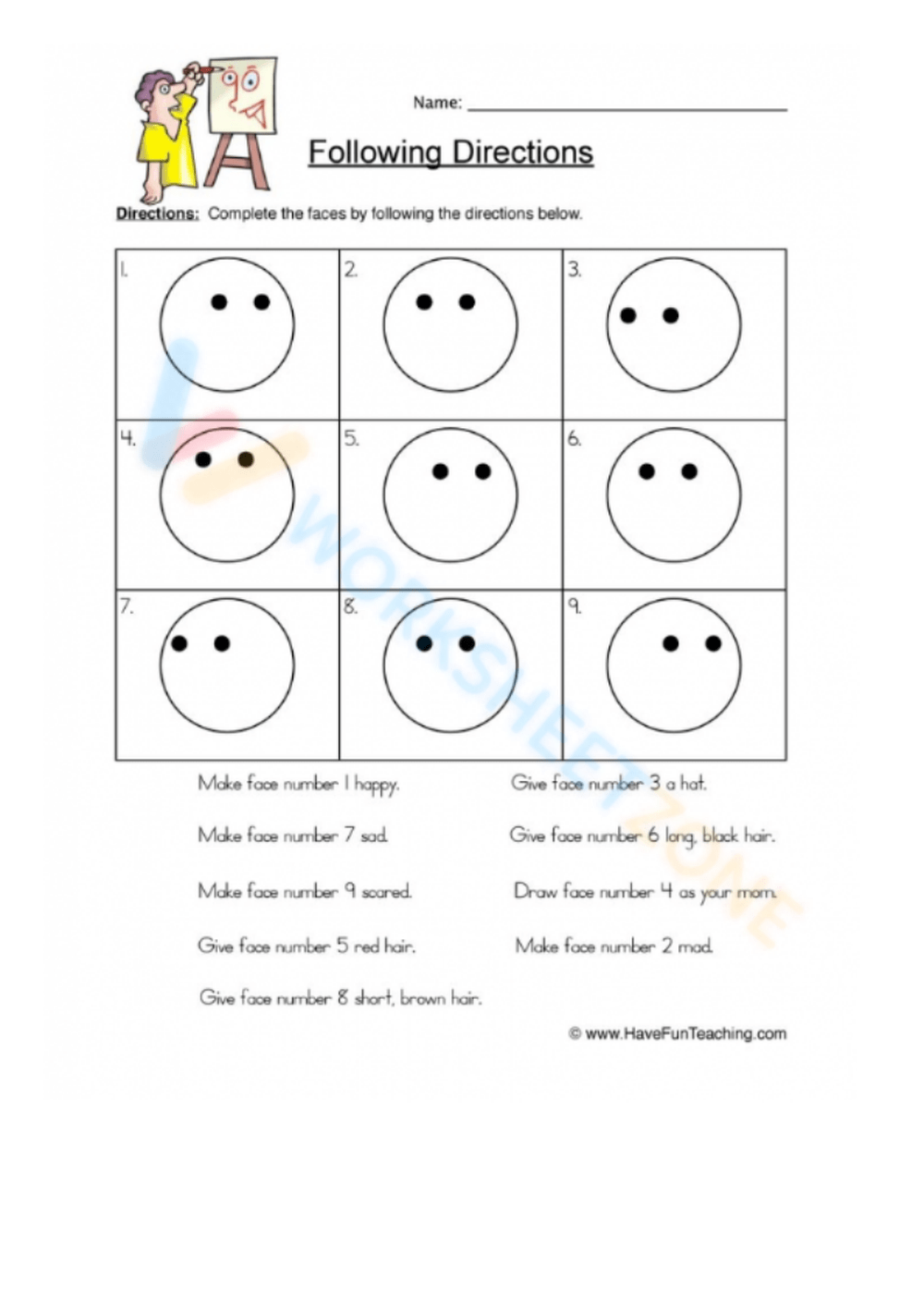 Free Collection Of Following Directions Worksheets For Kids Worksheets Library