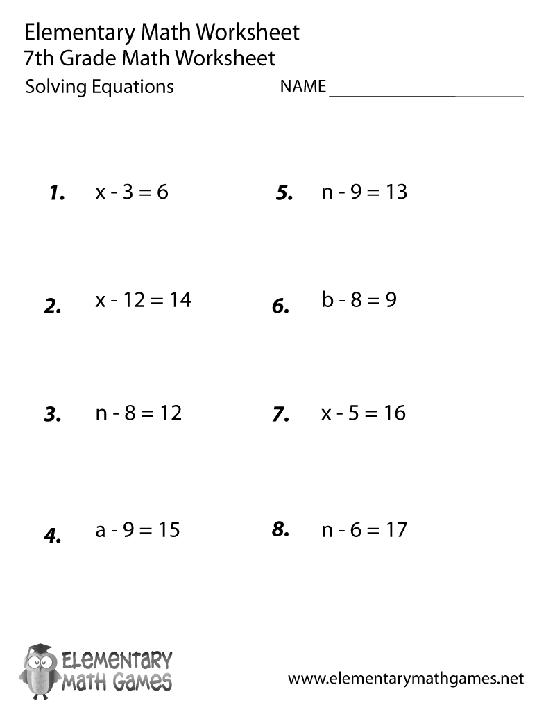 Math Worksheets For 7th Graders Free Printable