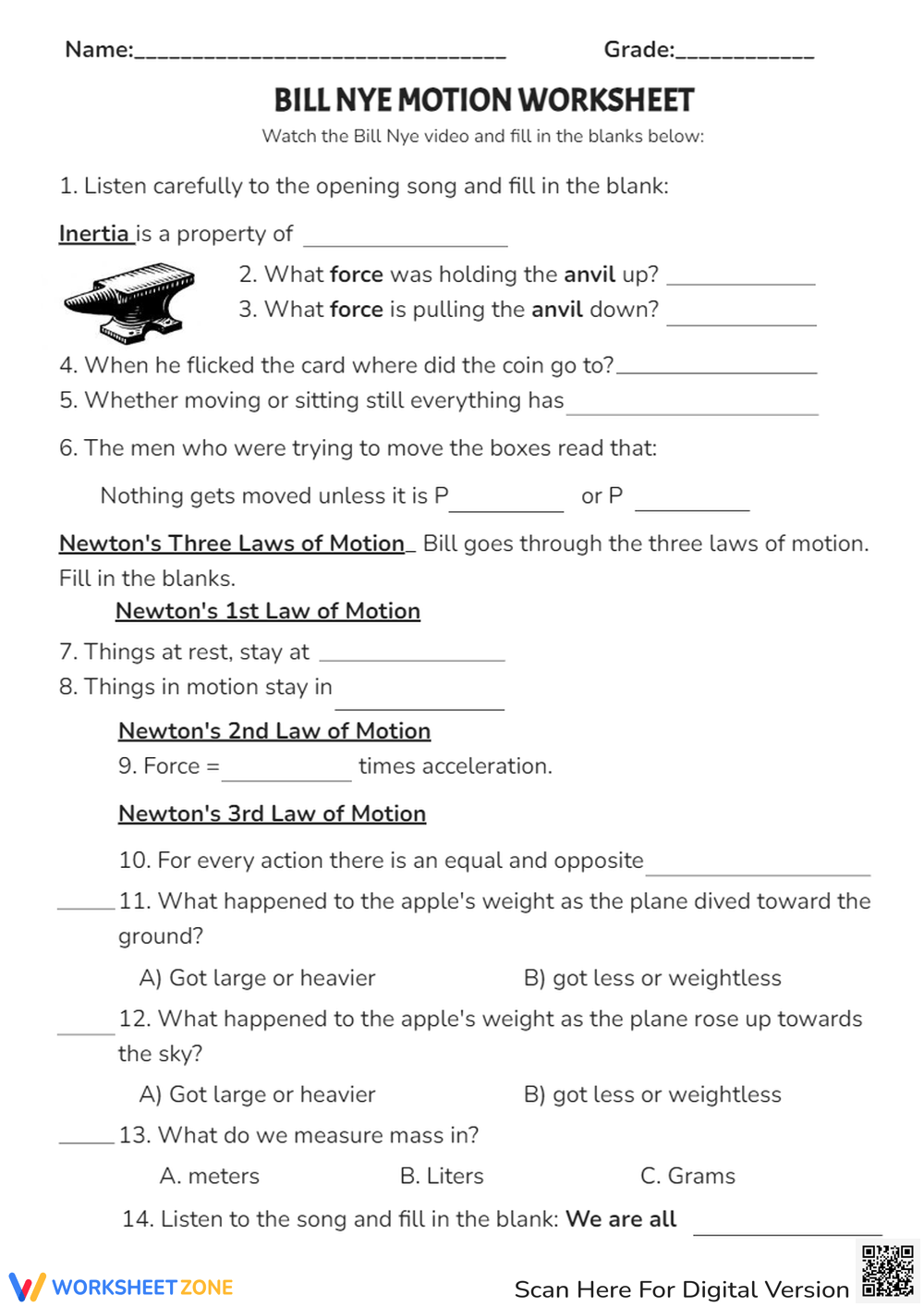 Free Printable 7th Grade Science Worksheets