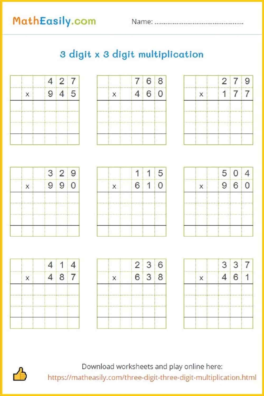Free Printable Multiplication Worksheets Grade 4