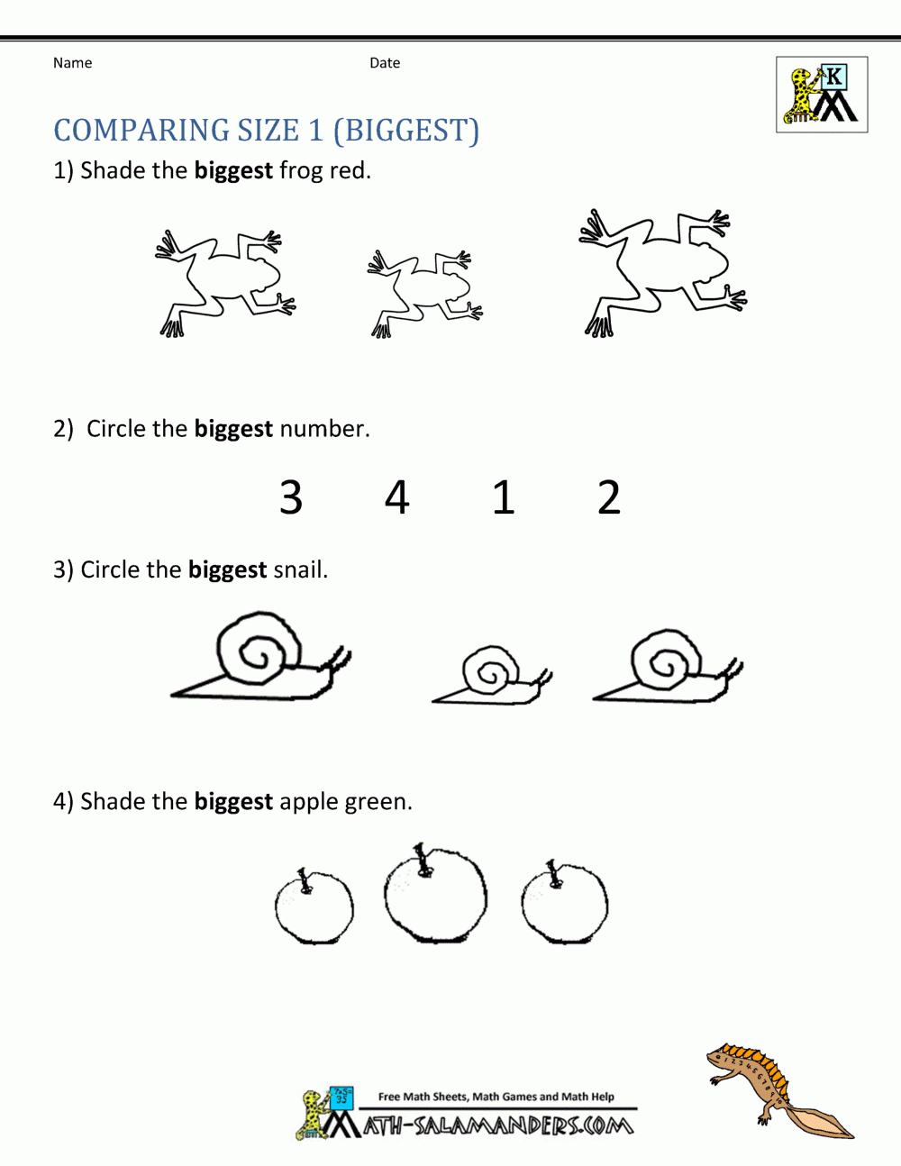 Mathematics Printable Worksheets For Kindergarten