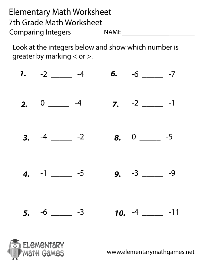 Printable Worksheets For Seventh Graders