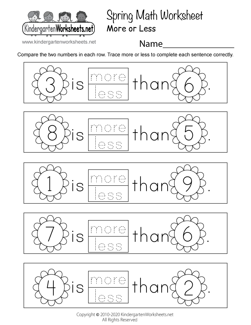 Math Printable Worksheets For Kindergarten
