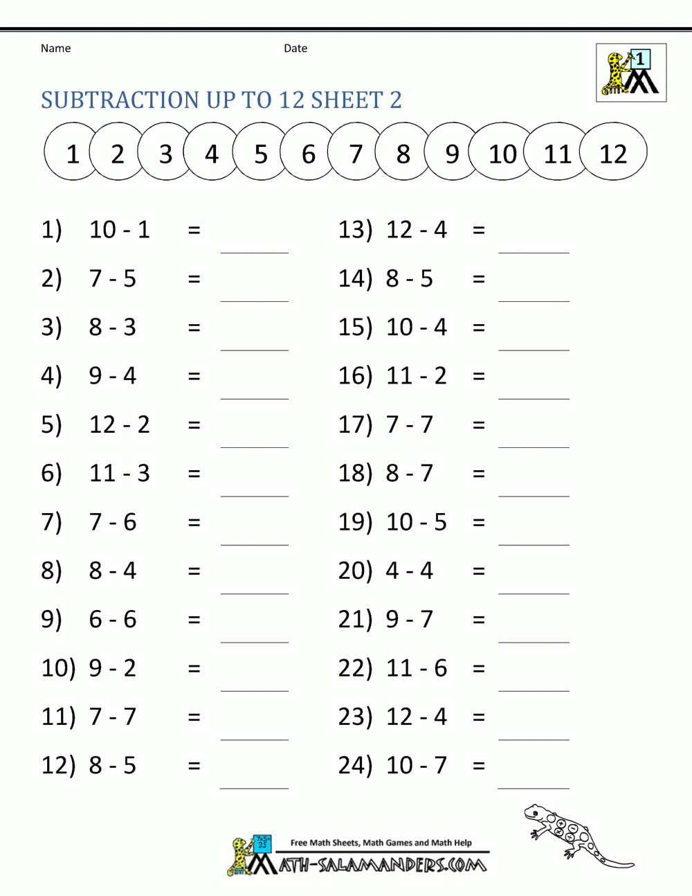 Printable Math Worksheets For 1st Graders