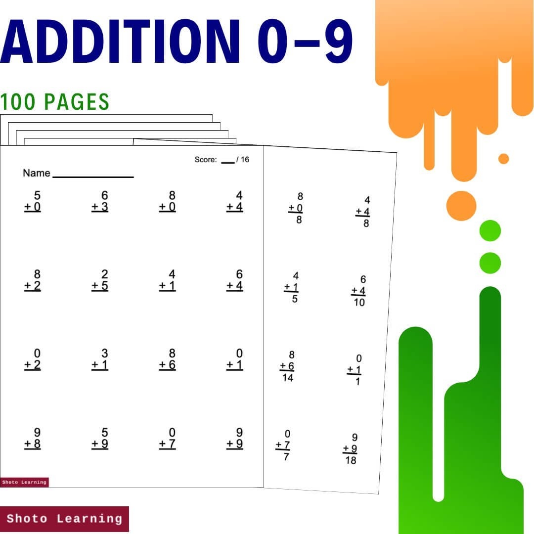 0 9 Addition Math Worksheets 20 Pages Of Vertical Practice