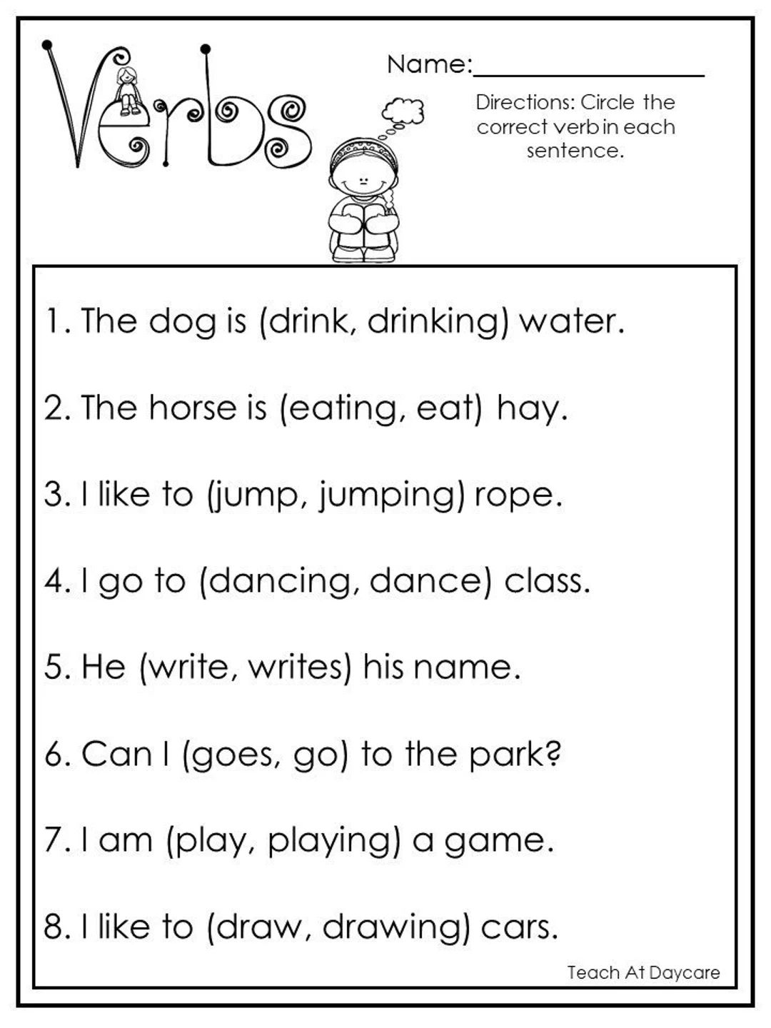 10 Printable Choose The Correct Verb Worksheets 1st 2nd Grade ELA Worksheets Etsy Israel