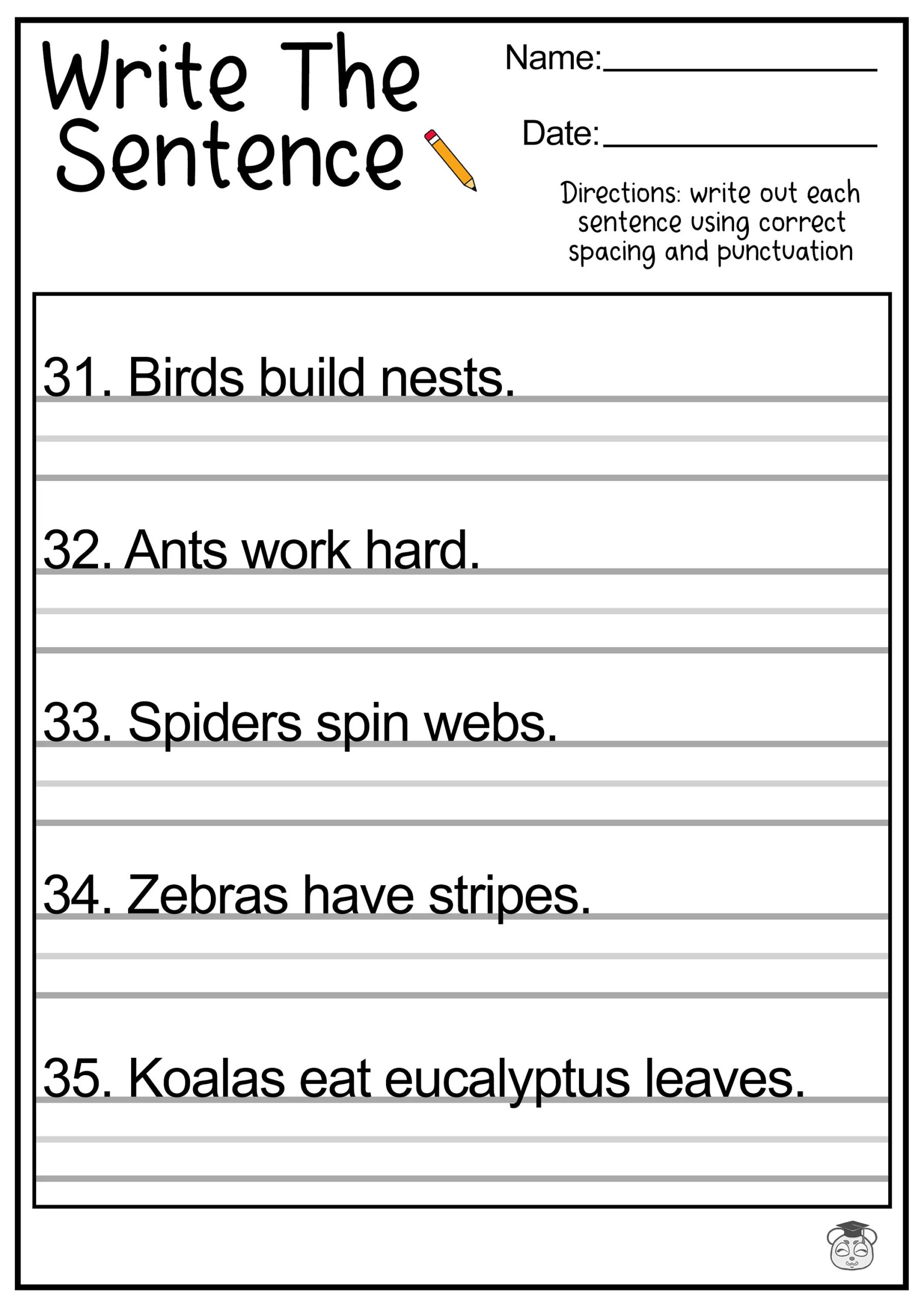 Grade 4 Writing Worksheets