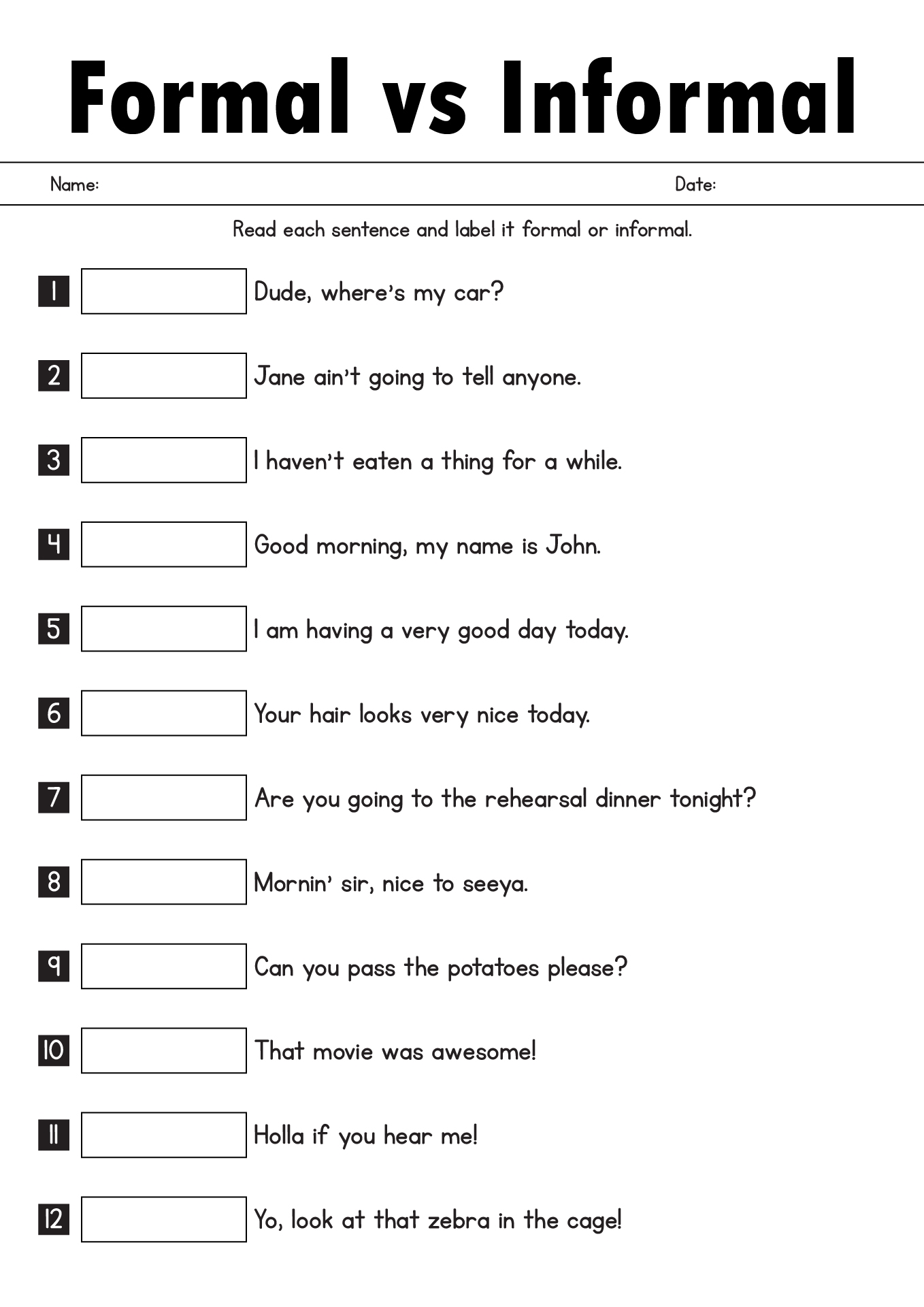 Free 6th Grade Worksheets