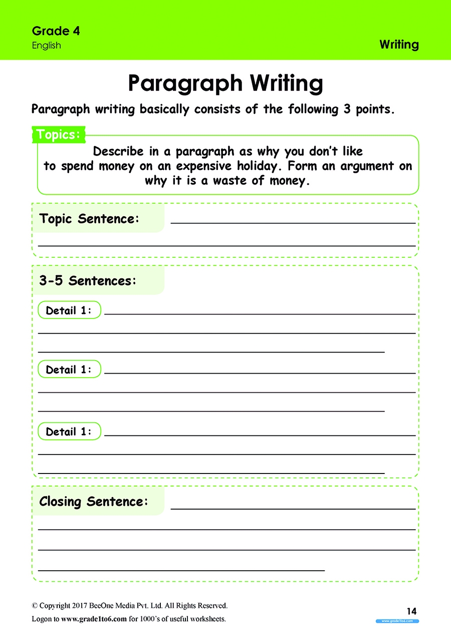 14 worksheets writing paragraph writing grade 4 four pdf 14 jpg