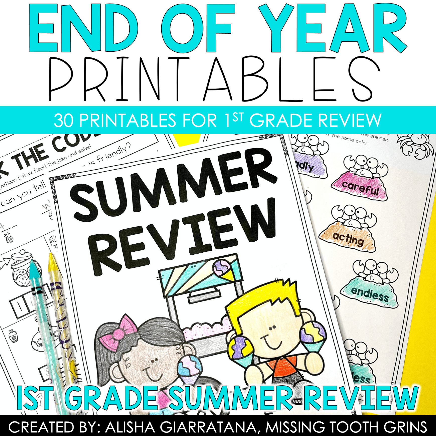 1st Grade End Of Year Activities Printables Worksheets Missing Tooth Grins