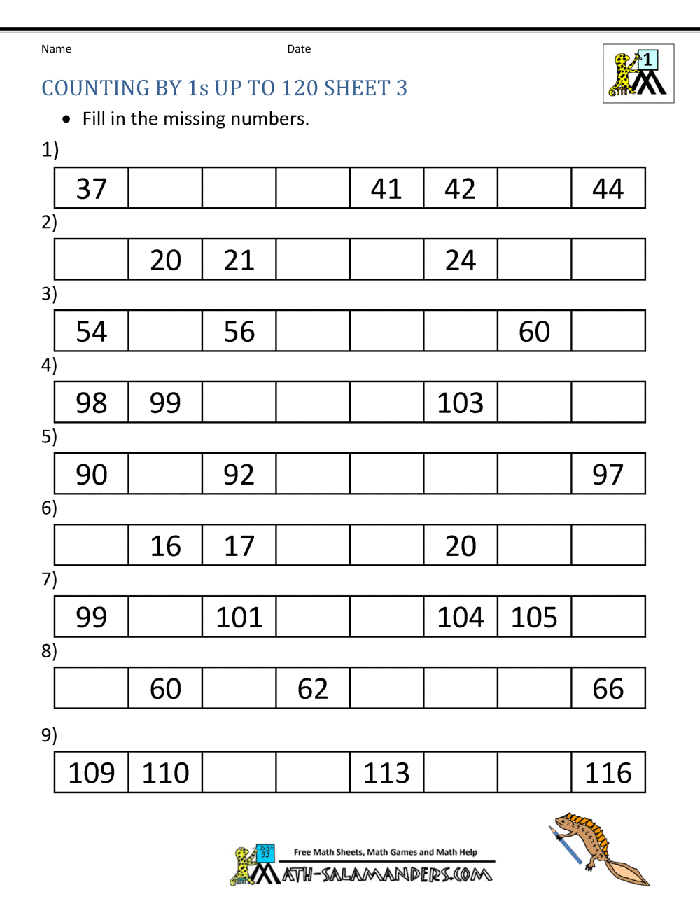 1st Grade Math Worksheets Counting By 1s And 10s