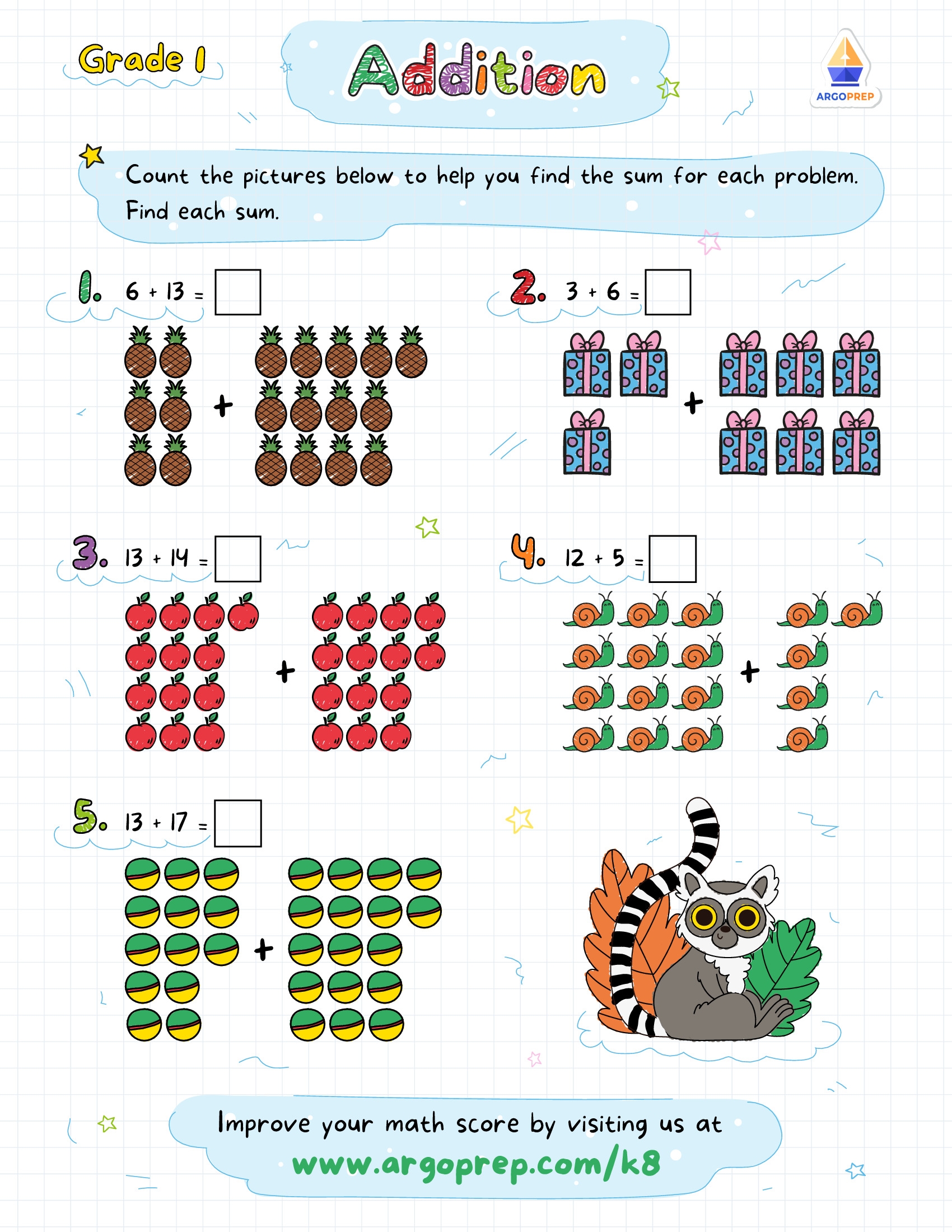 1st Grade Math Worksheets For Free ArgoPrep