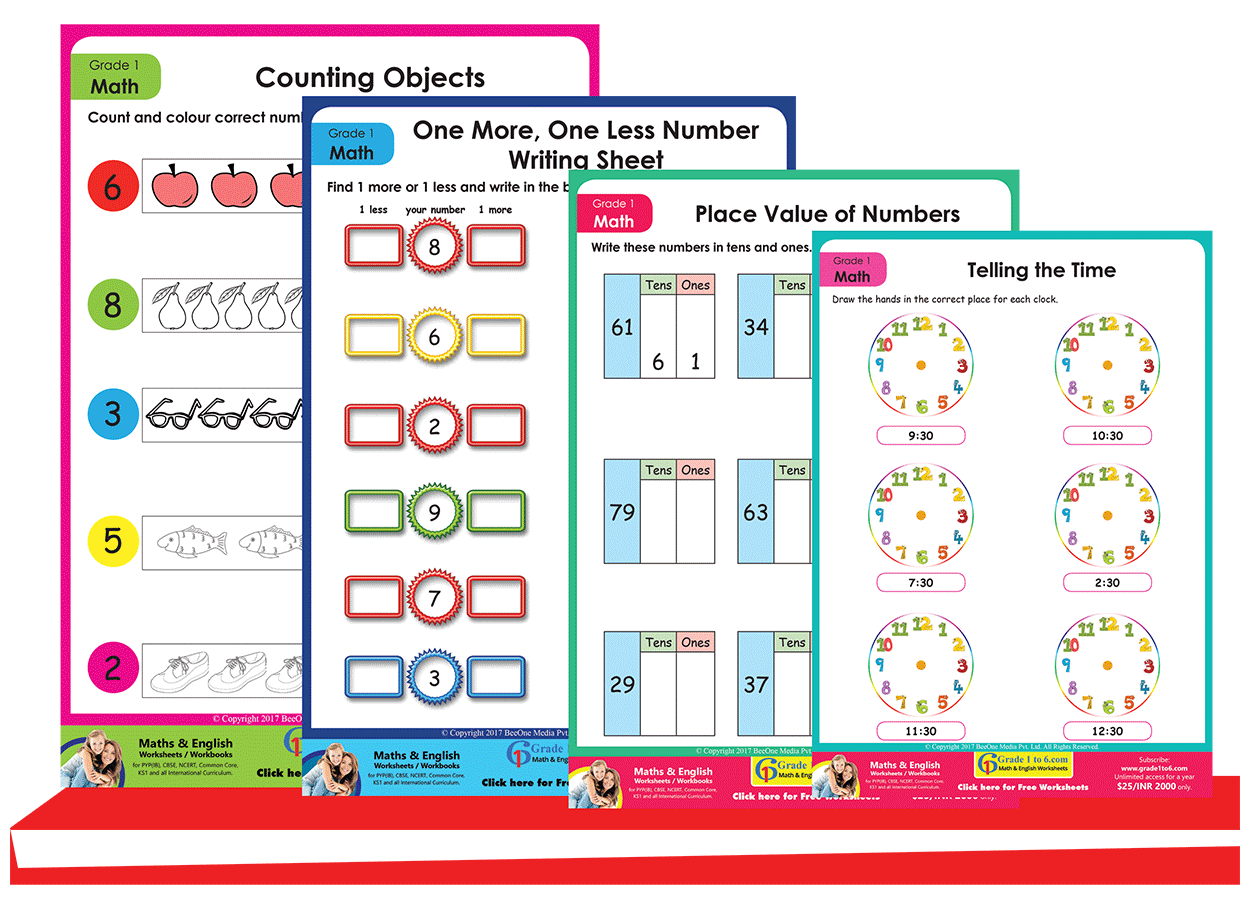 1st Grade Math Worksheets Grade1to6