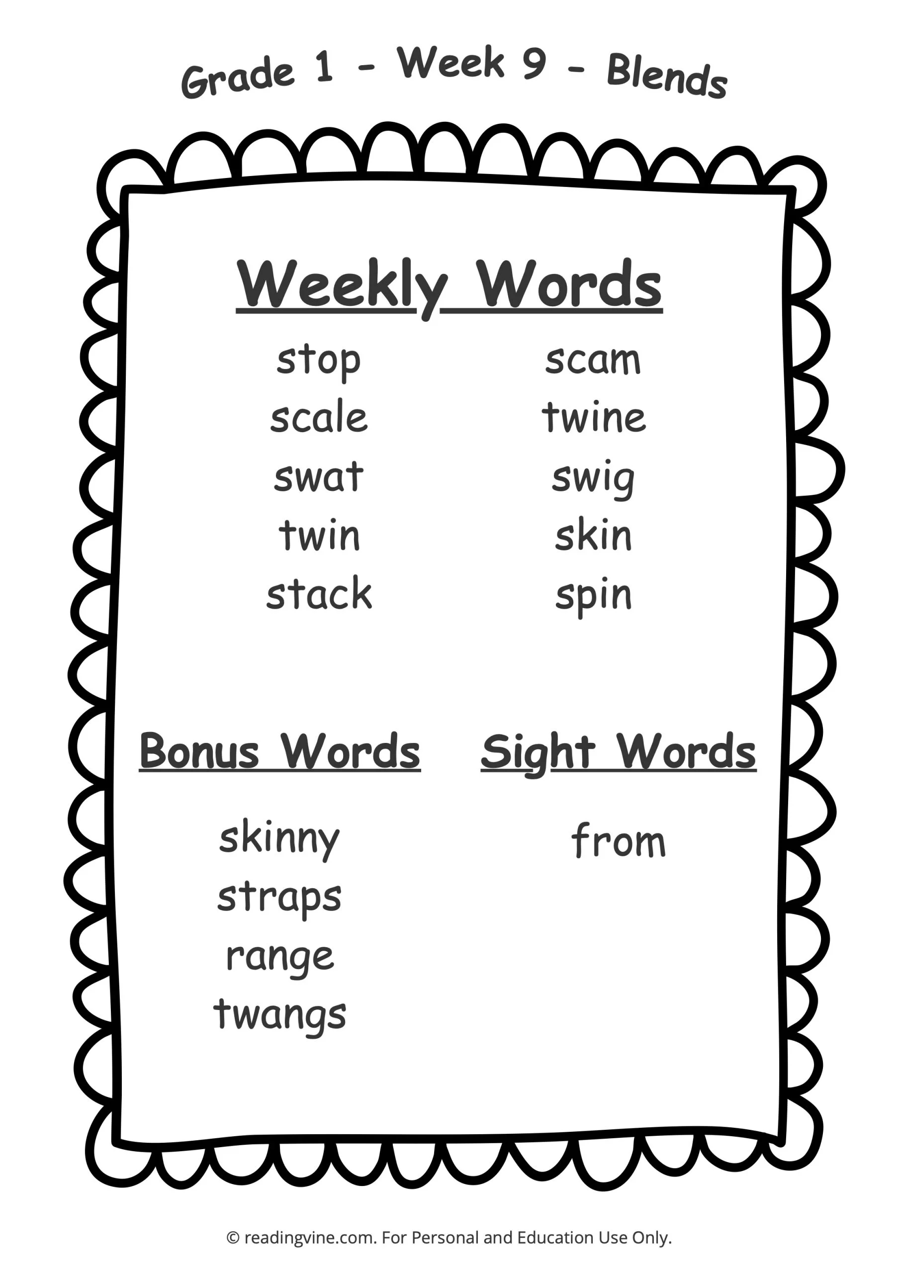 1st Grade Spelling Words Free Printable 36 Week List