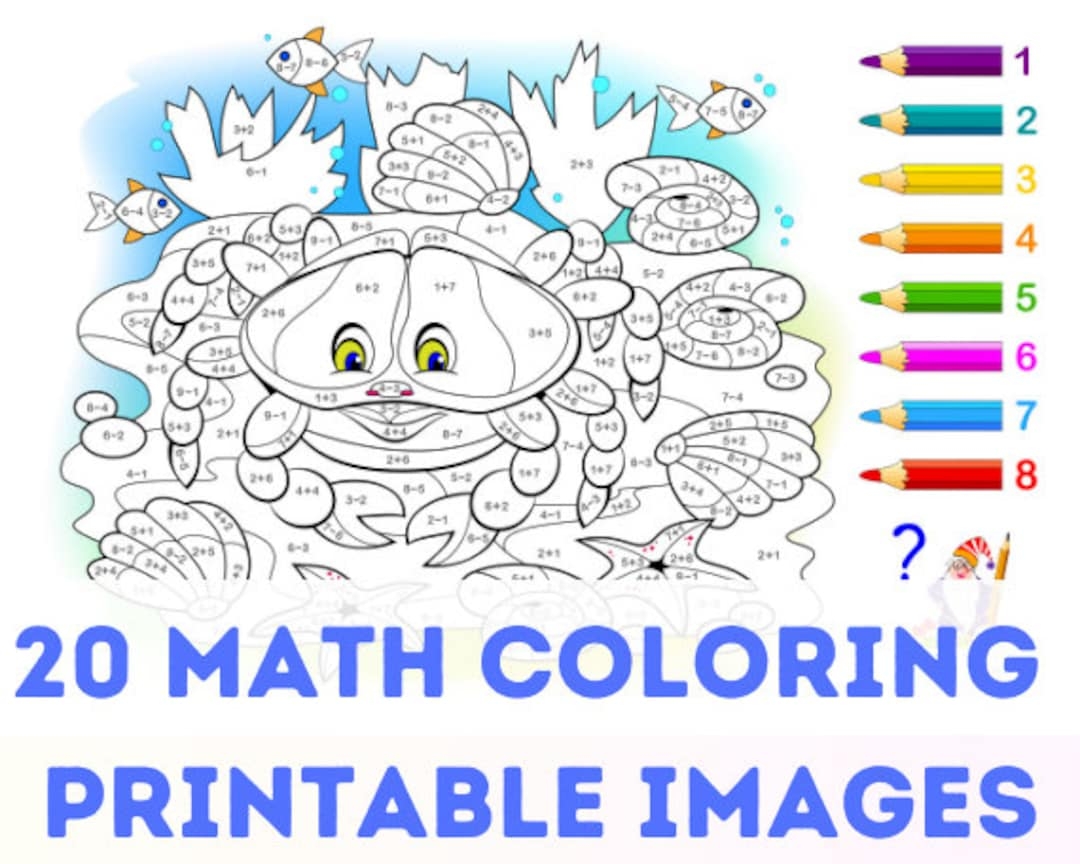 20 Math Coloring Printable Pictures Coloring Pages Kid Math Game Instant Download Educational Resources Mathematics Activities Etsy