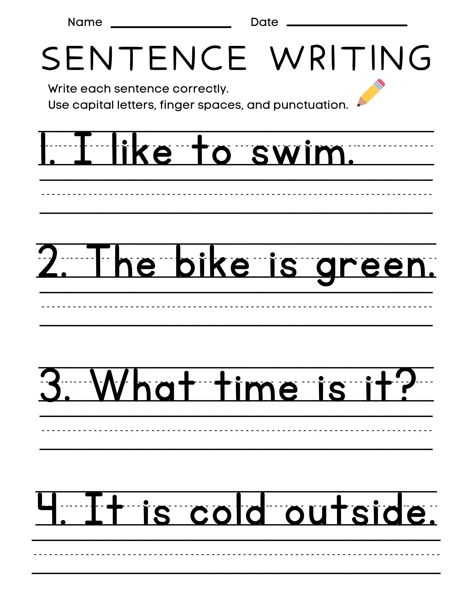 25 Printable Sentence Writing Worksheets Write The Sentence Worksheets Practice Writing Activity 1st 3rd Grade ELA Worksheets Etsy