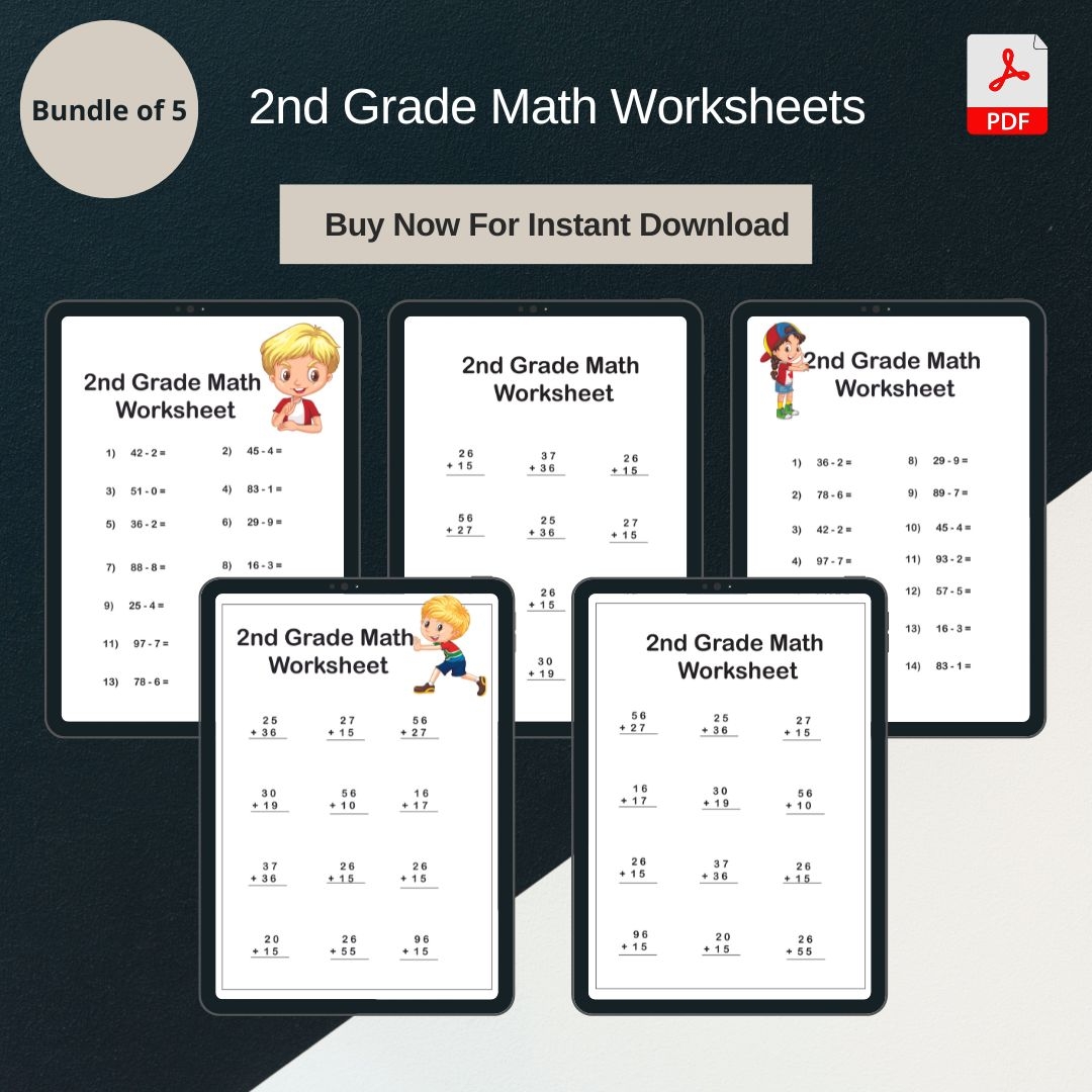 2nd Grade Math Worksheets Template Blank Printable PDF