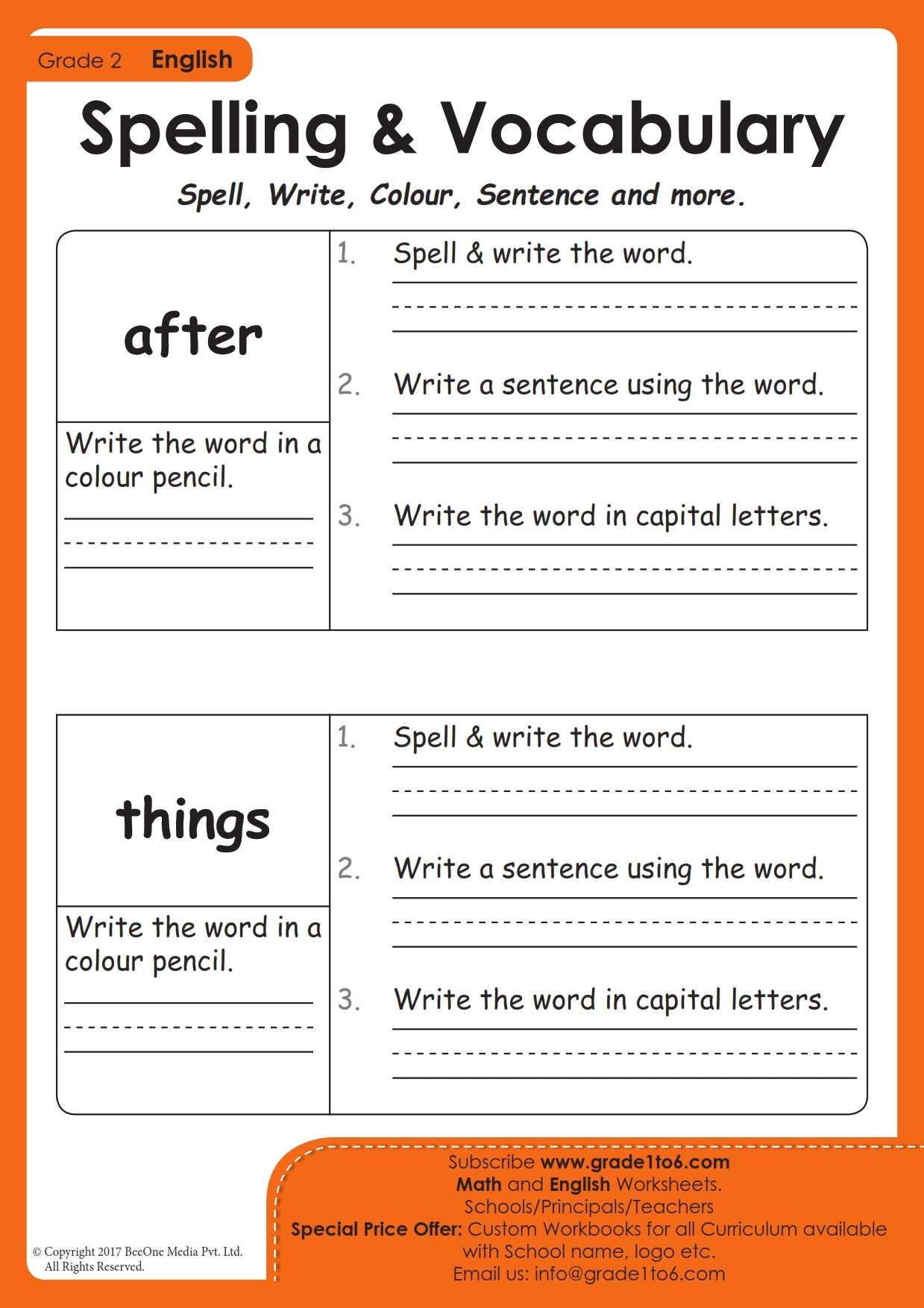 Printable Worksheets For 2nd Grade Spelling