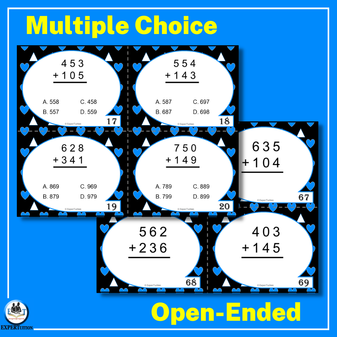 3 Digit Addition Without Regrouping Task Cards ExperTuition