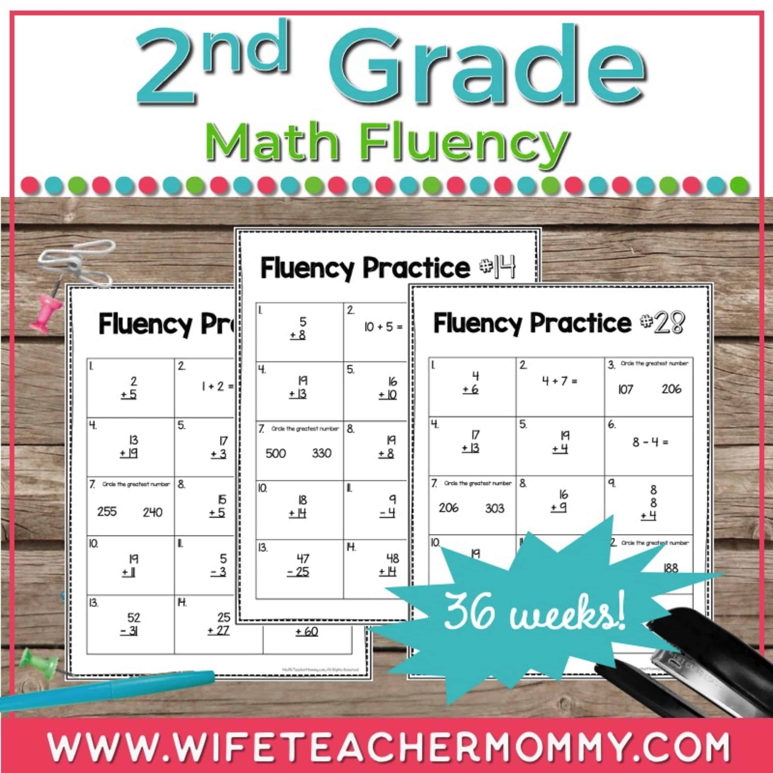 36 Weeks Of 2nd Grade Math Fluency Worksheets