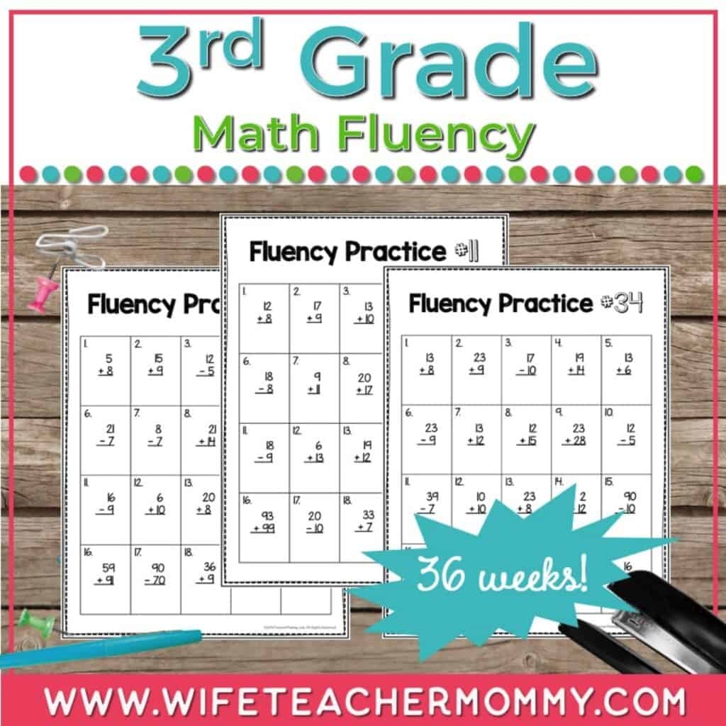 36 Weeks Of 3rd Grade Math Fluency Worksheets
