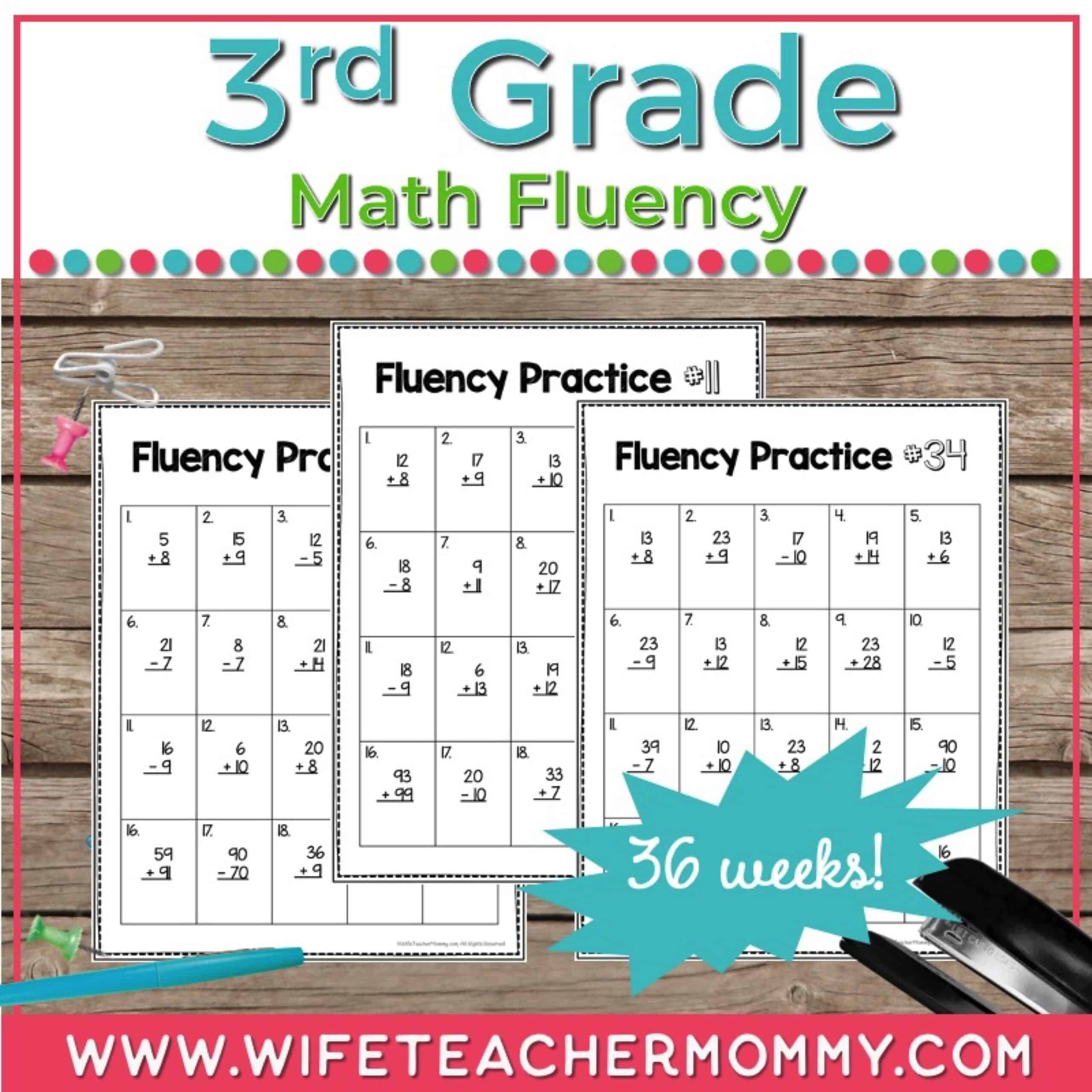 36 Weeks Of 3rd Grade Math Fluency Worksheets