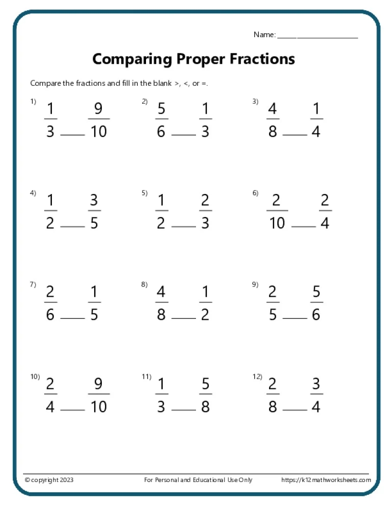 3rd Grade Fraction Worksheets K12 Math Worksheets