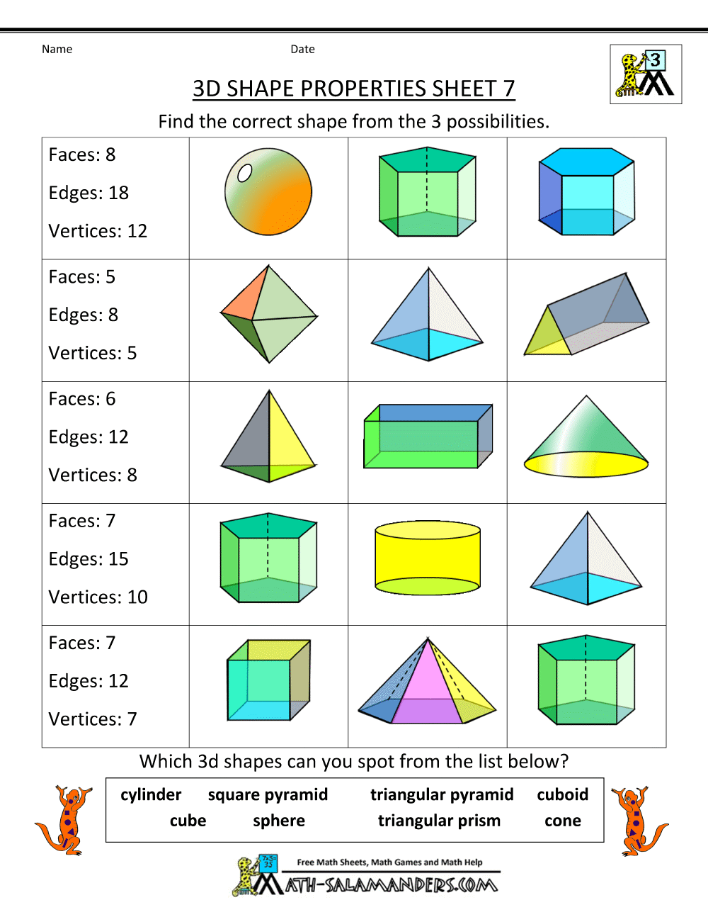 3rd Grade Geometry Worksheets