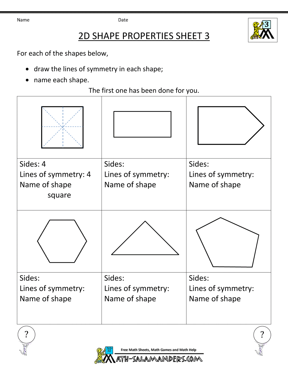 3rd Grade Geometry Worksheets