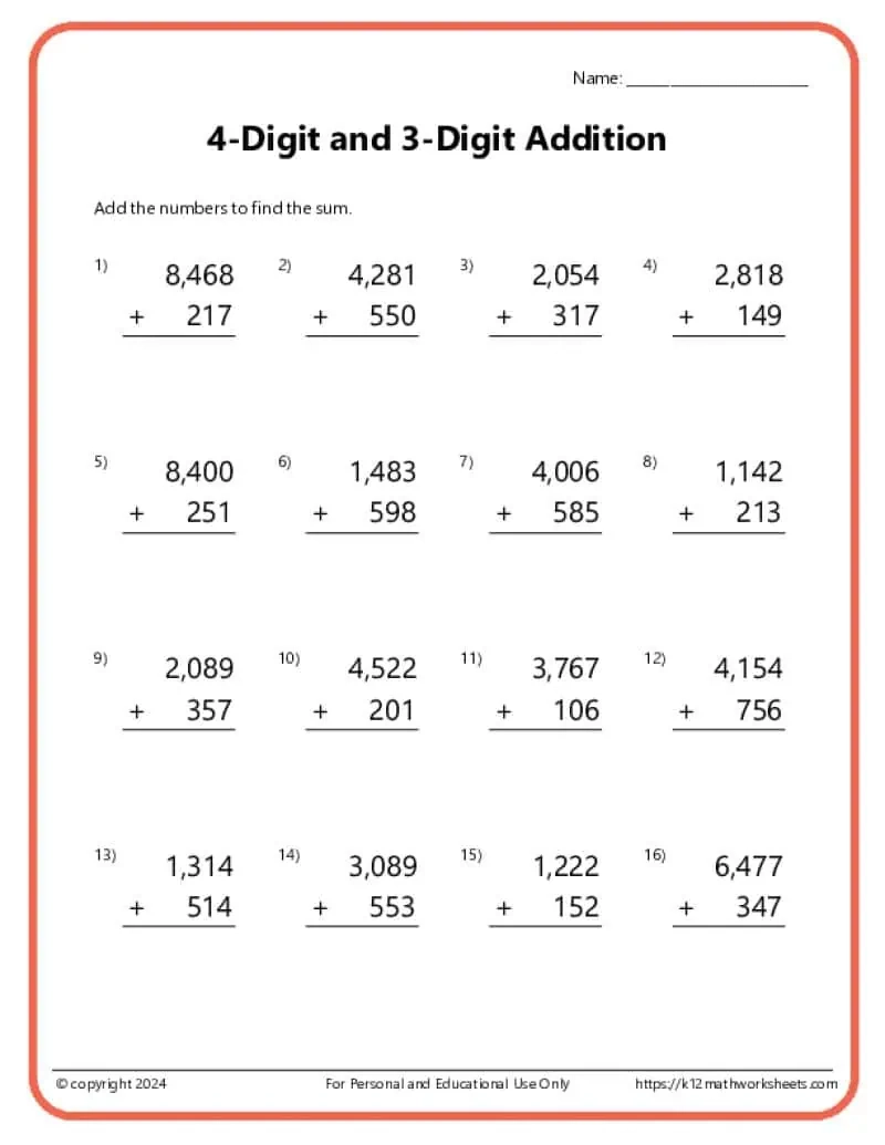 3rd Grade Math Worksheets