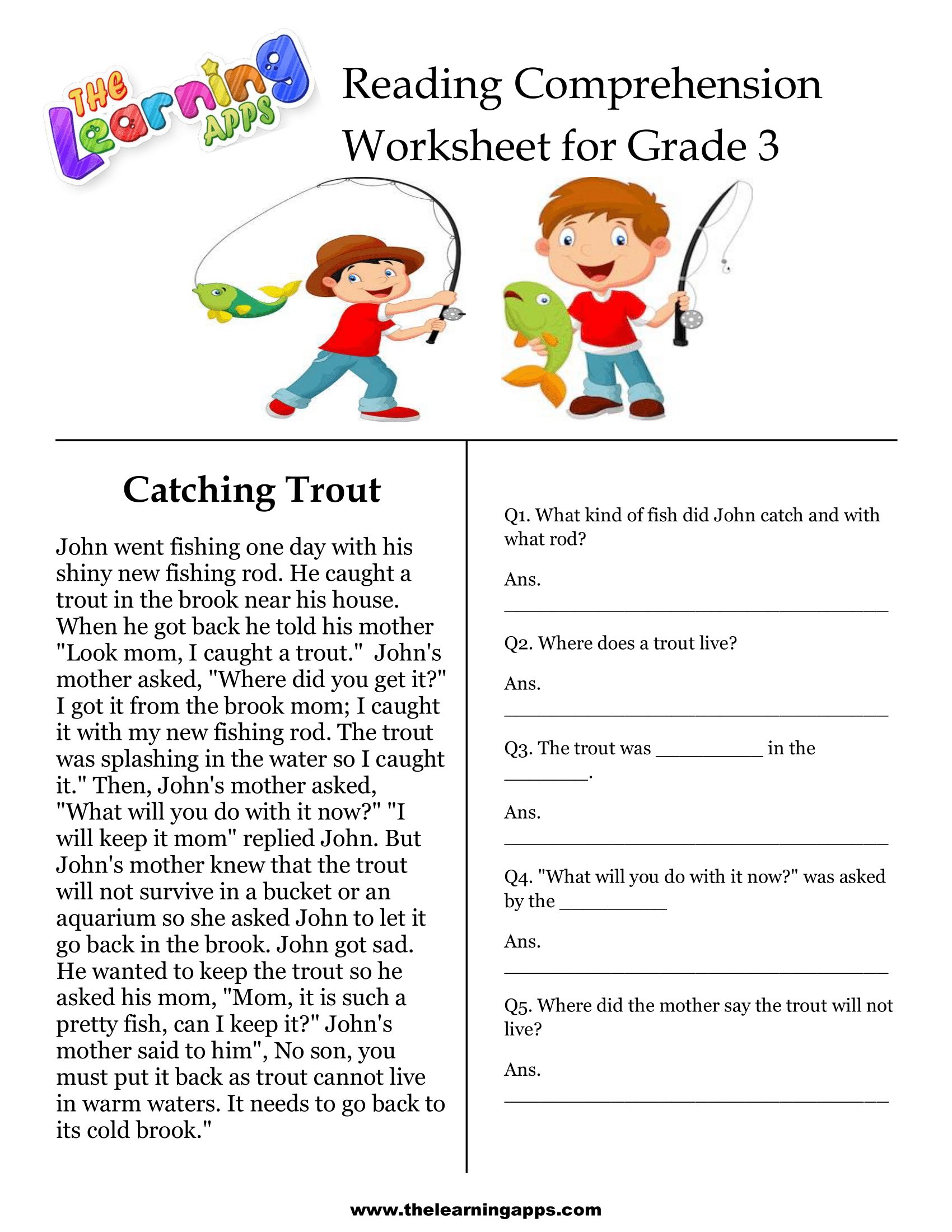3rd Grade Reading Comprehension Printable Worksheets Library