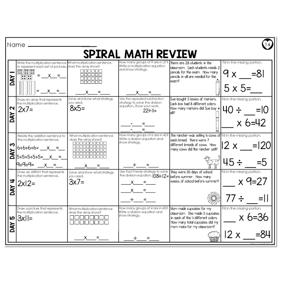 3rd Grade Spiral Math Week 14 At Lucky Little Learners