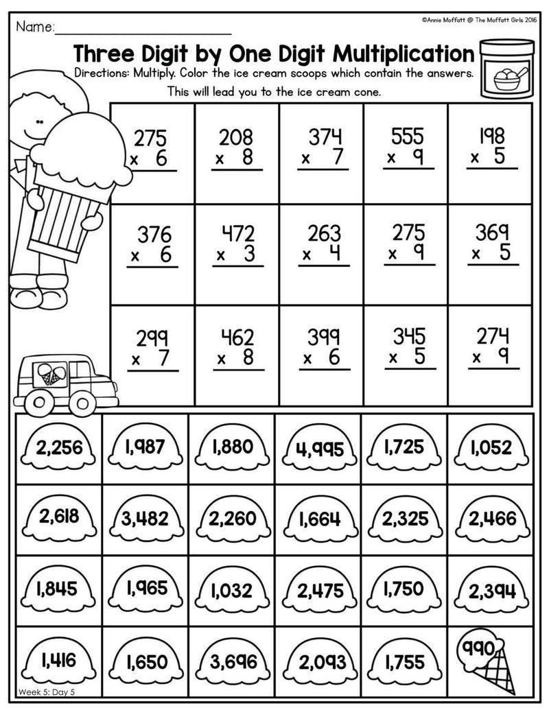 3rd Grade Math Worksheets Printable Packet
