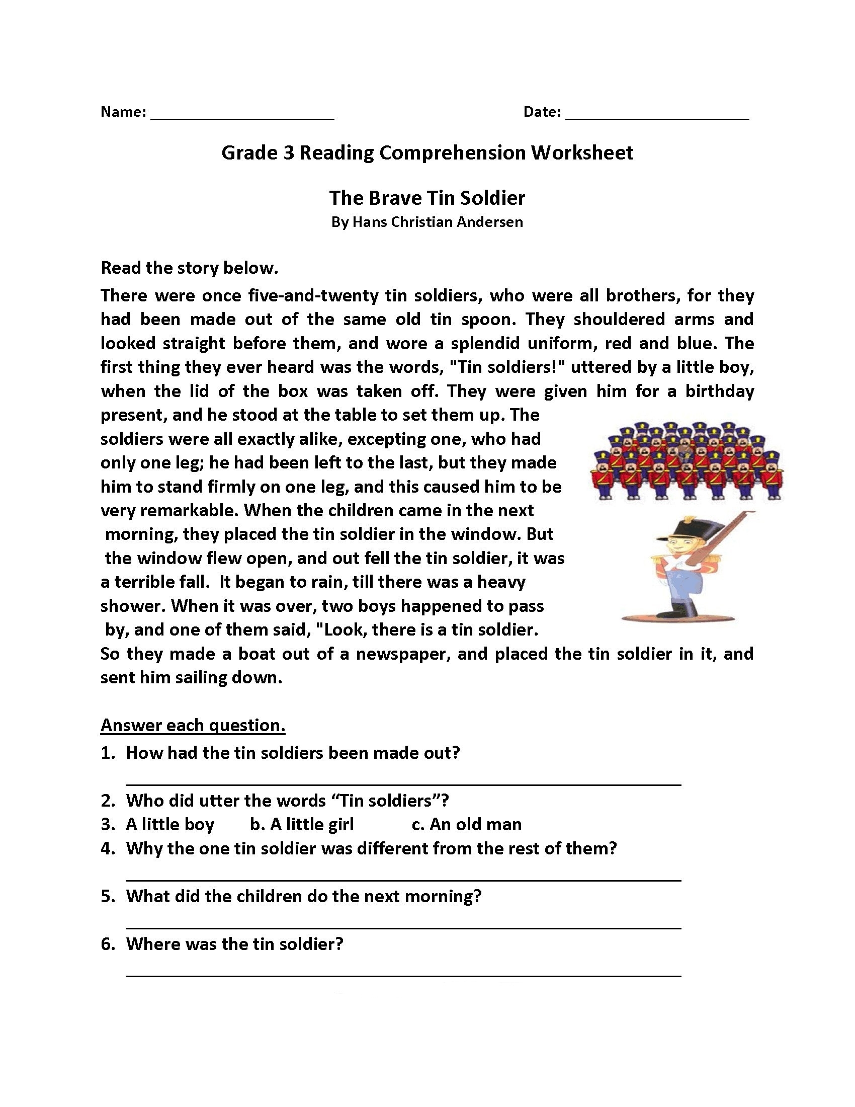 Free Printable 3rd Grade Worksheets Reading