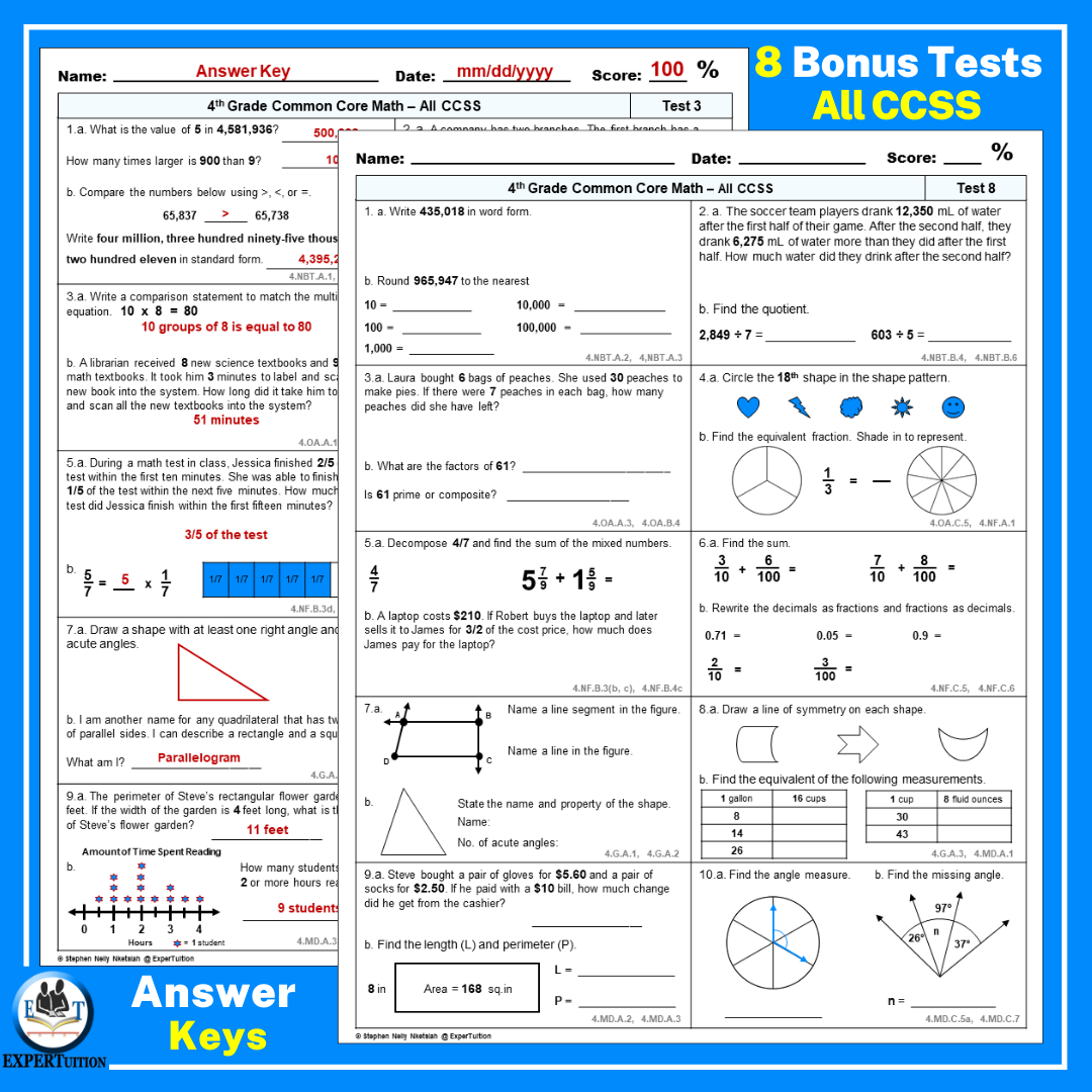 Printable Worksheets For 4th Grade Math