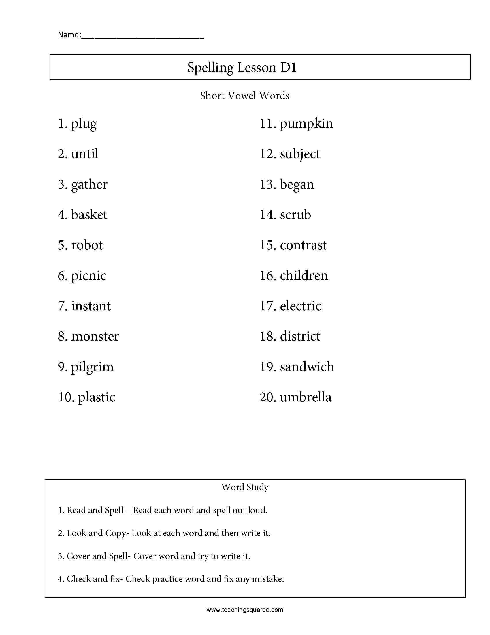 4th Grade Spelling Teaching Squared