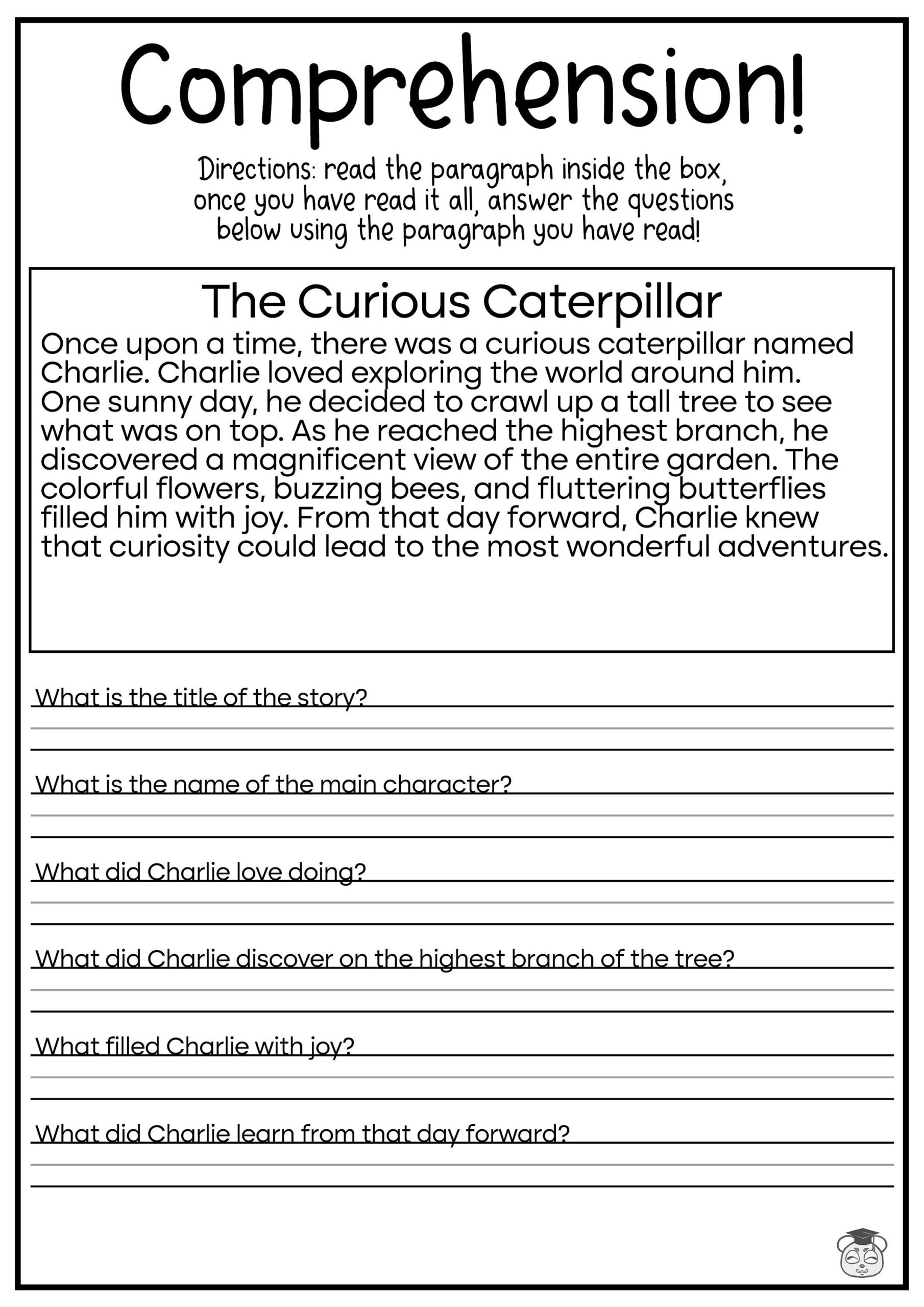 5 Printable Reading Comprehension English Worksheets ages 4 7 KG1 To Grade 2 Etsy Israel