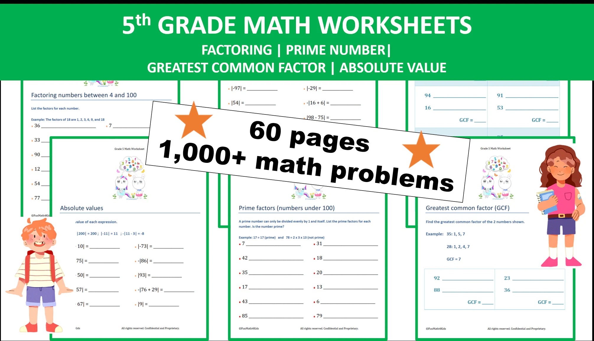 5th Grade Printable Worksheets Math