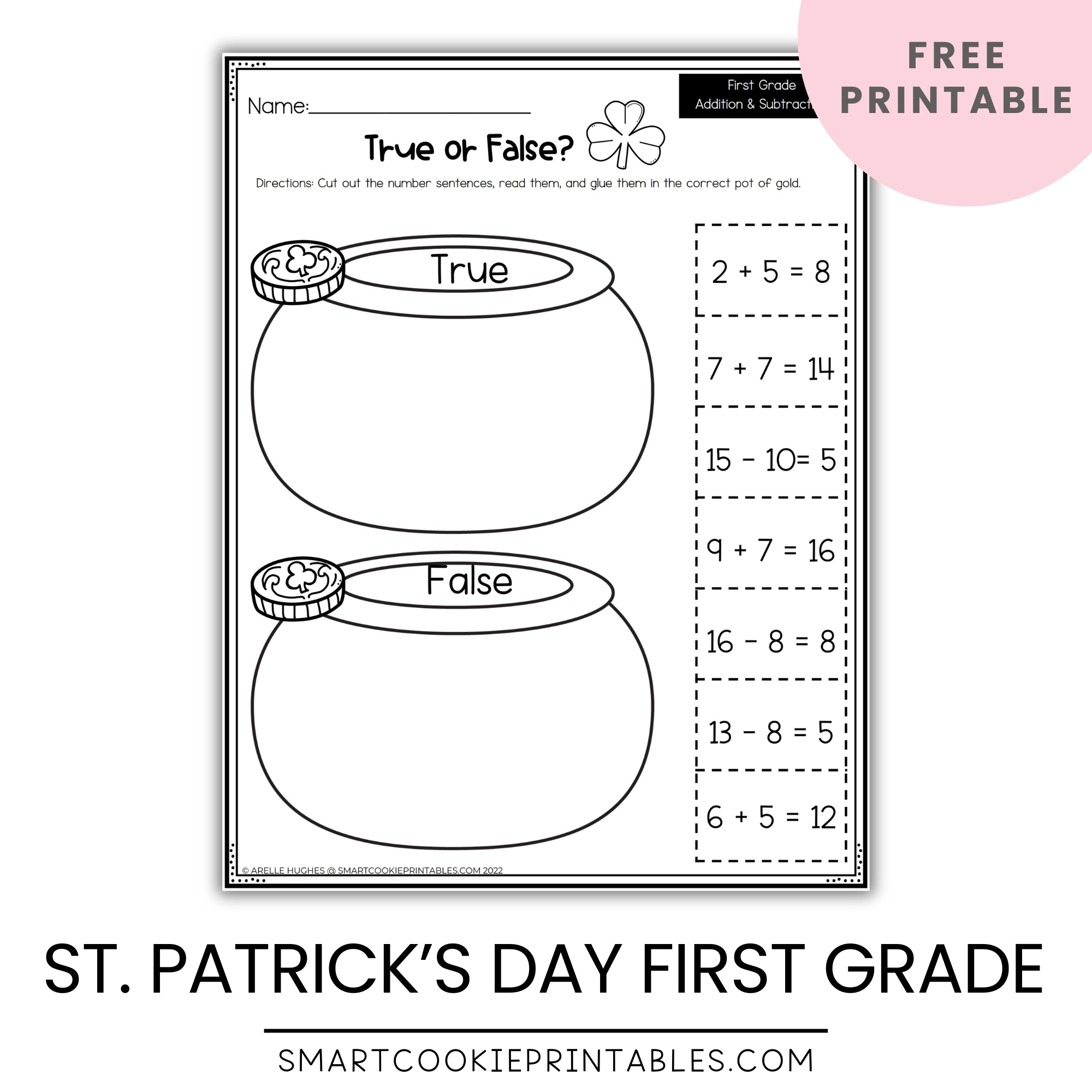 6 Free Printable First Grade St Patrick s Day Worksheets Smart Cookie Printables
