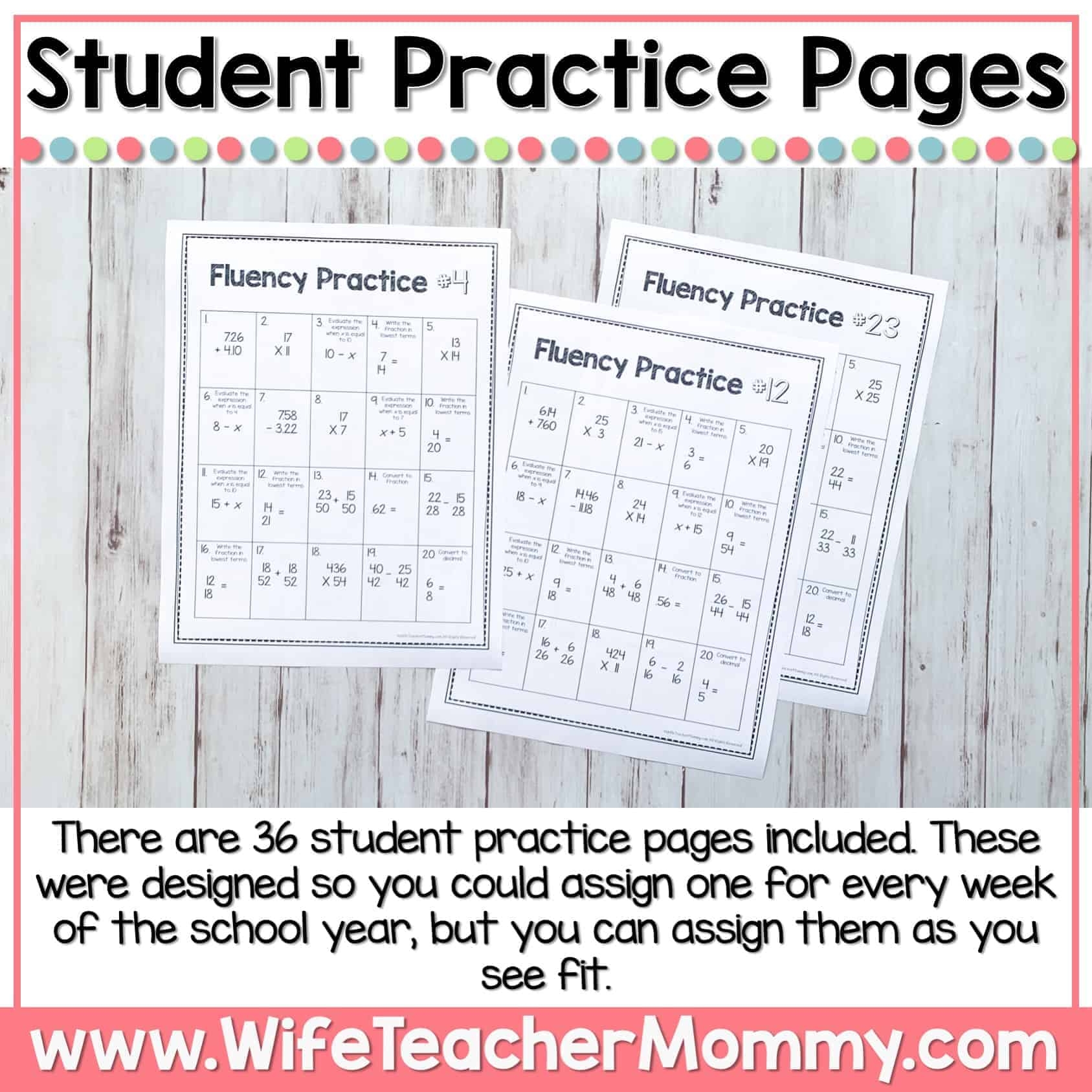 6th Grade Math Fluency Worksheets Educate Rejuvenate