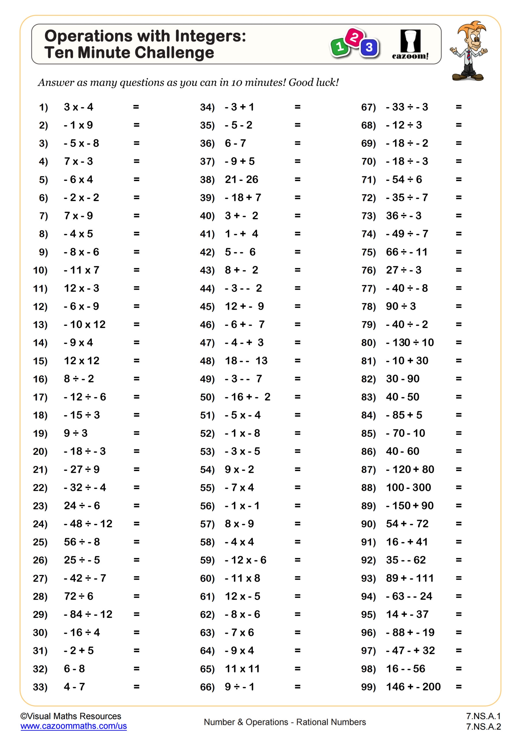 7 NS A 2 Worksheets Printable 7th Grade Math Worksheets Worksheets Library