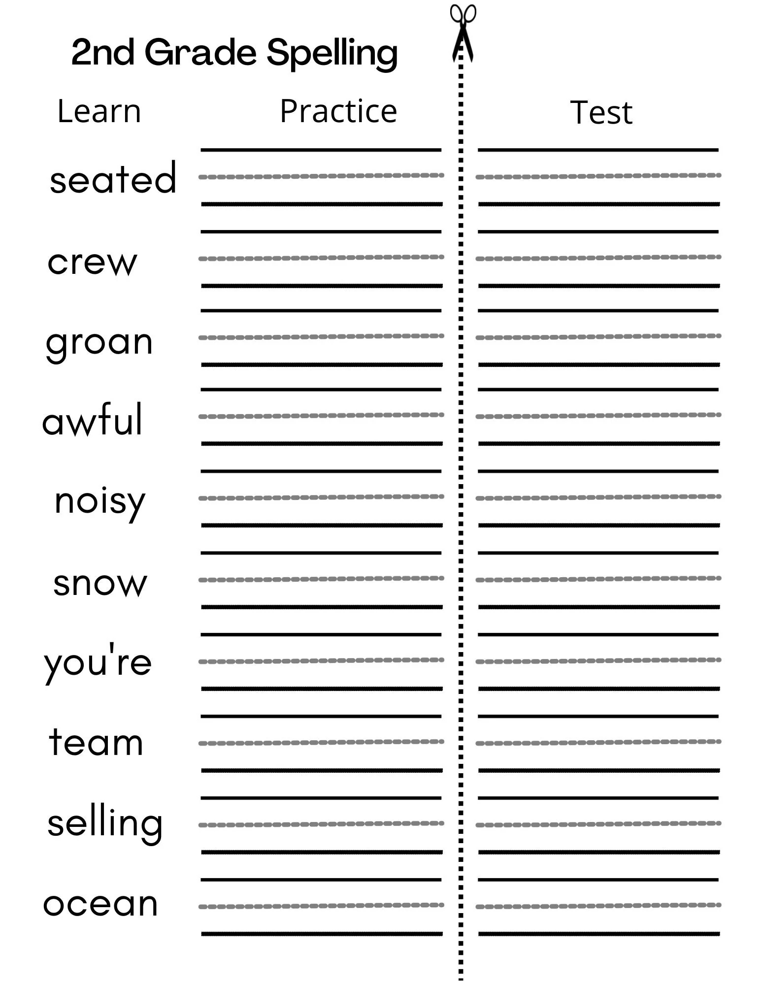8 Printable Second Grade Writing Spelling Worksheets Spelling Test Etsy